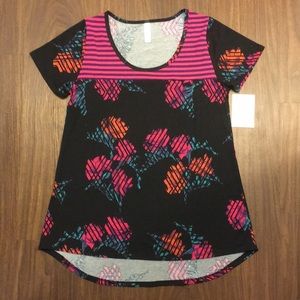 NWT Floral / Stripe Scoopneck Short Sleeve Tee, XS